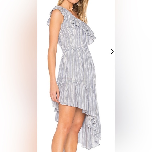 LoveShackFancy Pamela Dress Asymmetrical One Shoulder Blue Medium - Picture 3 of 13